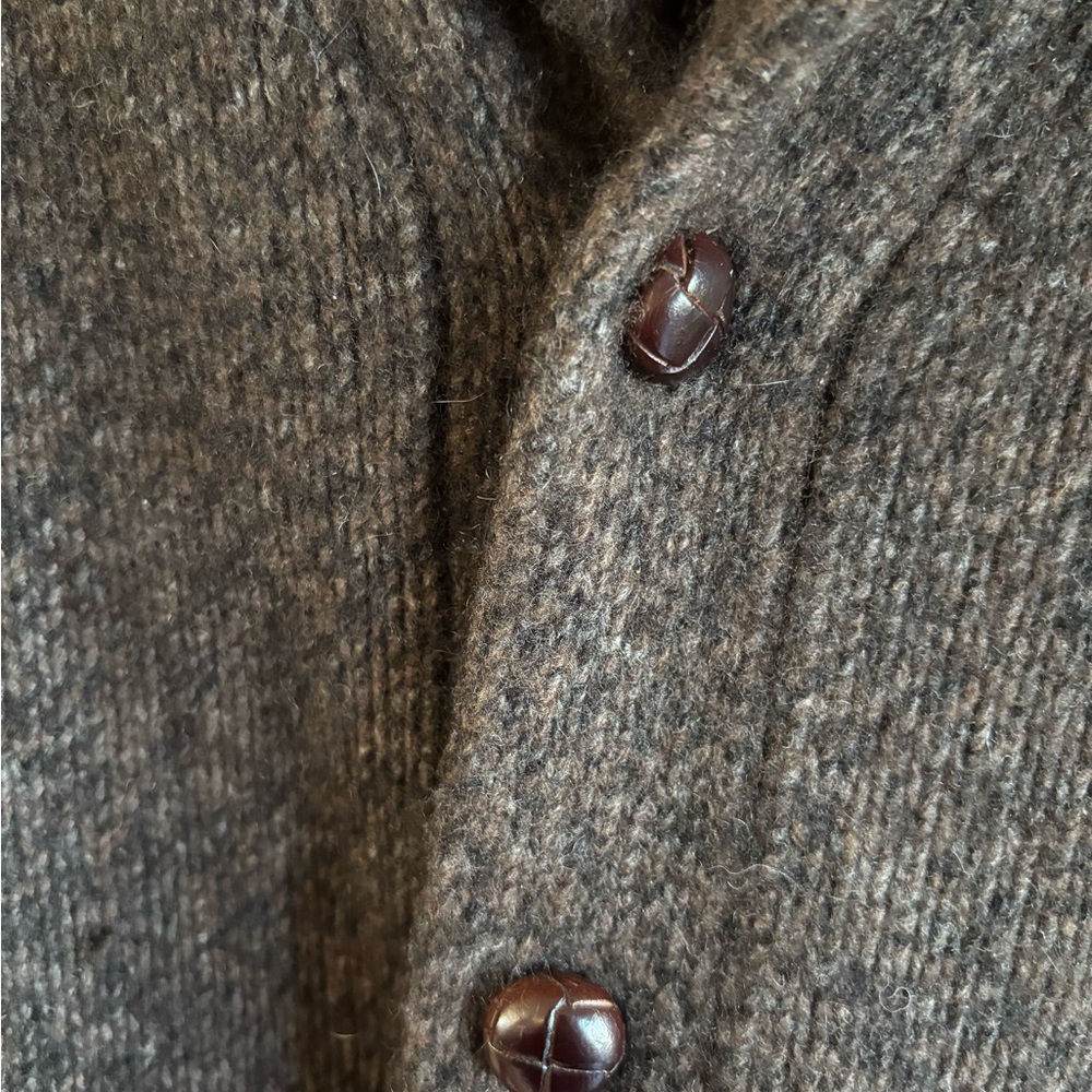 Vince Dark Brown Wool Blend Shawl Collar Cardigan - Picture 5 of 11